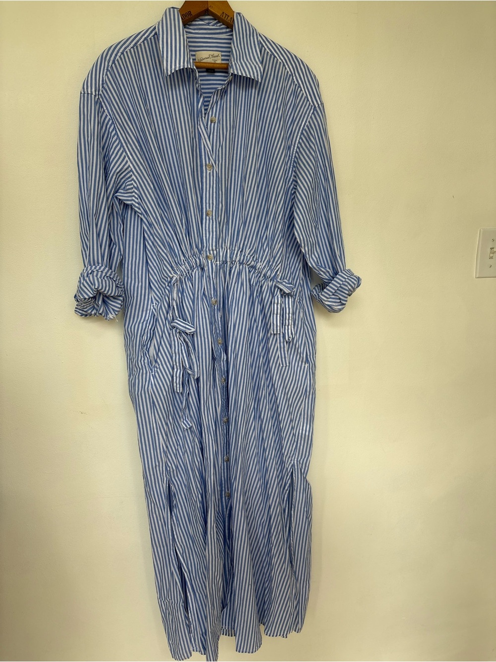 Universal Thread Blue and White Striped Maxi Shirt Dress
